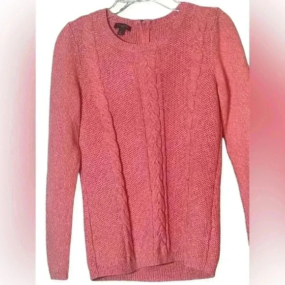 Talbots Pink Cable Knit Pullover Long Sleeved Sweater w/ Back Zipper Size Small - Picture 2 of 9
